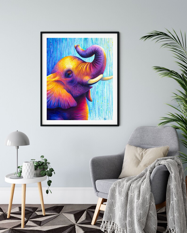 Colourful Elephant Wall Art for Home Decor Vibrant Elephant Etsy