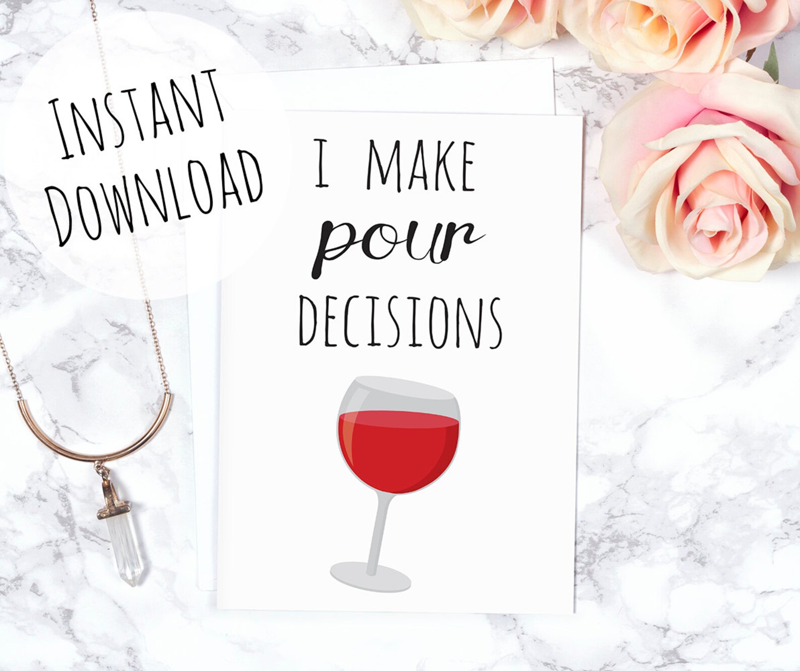 Wine Funny Pun Print Gift for Wine Lovers Printable Birthday Etsy
