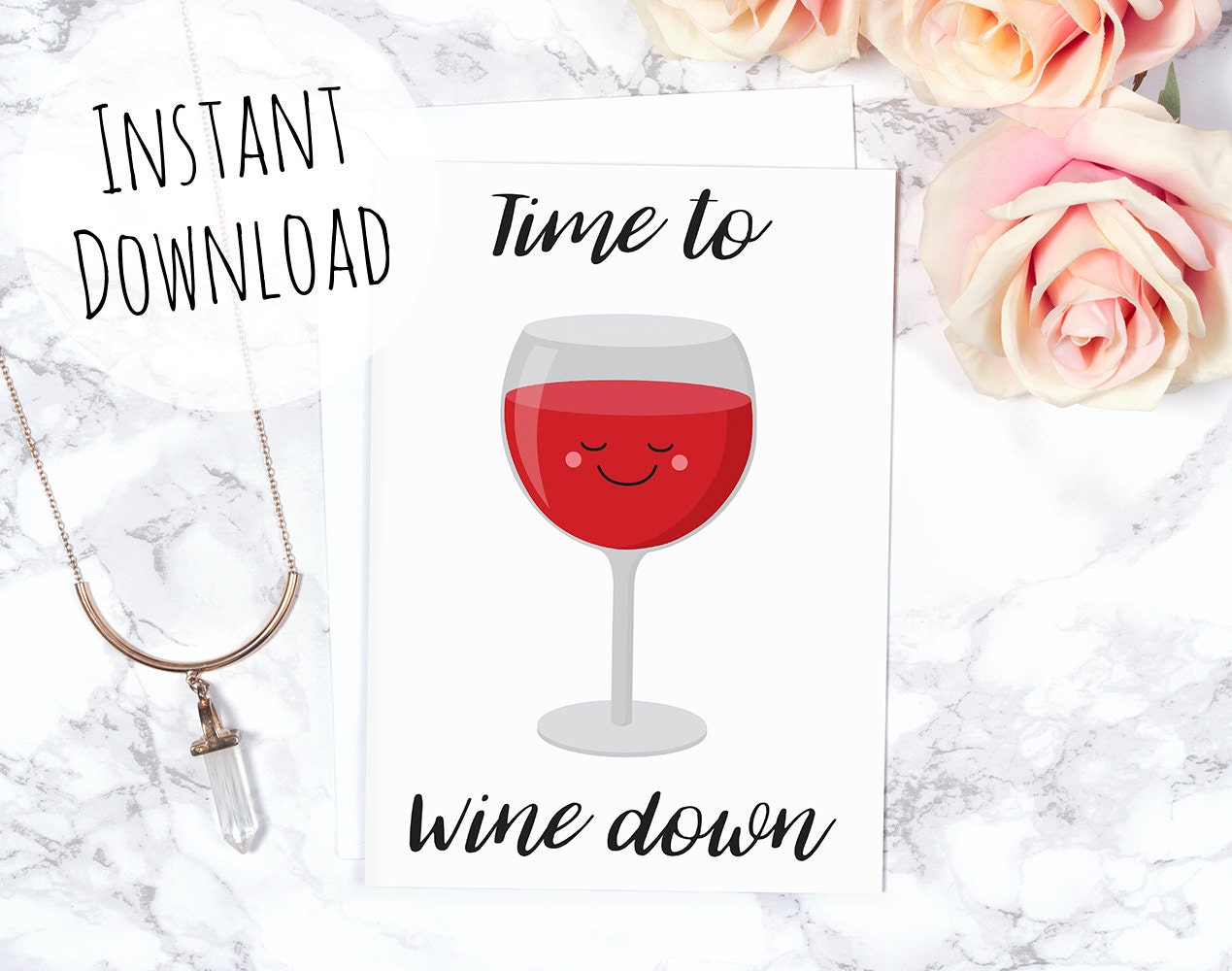 Wine Print Funny Gift for Wine Lovers Printable Card Etsy