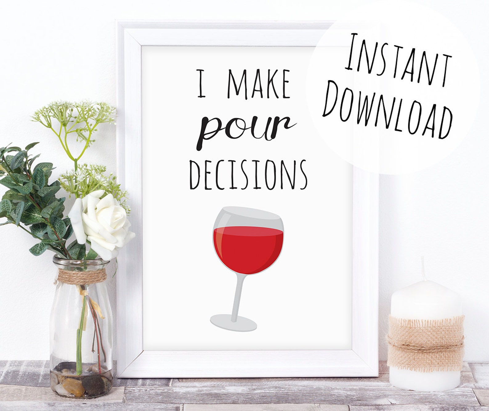Wine Funny Pun Print Gift for Wine Lovers Printable Birthday Etsy