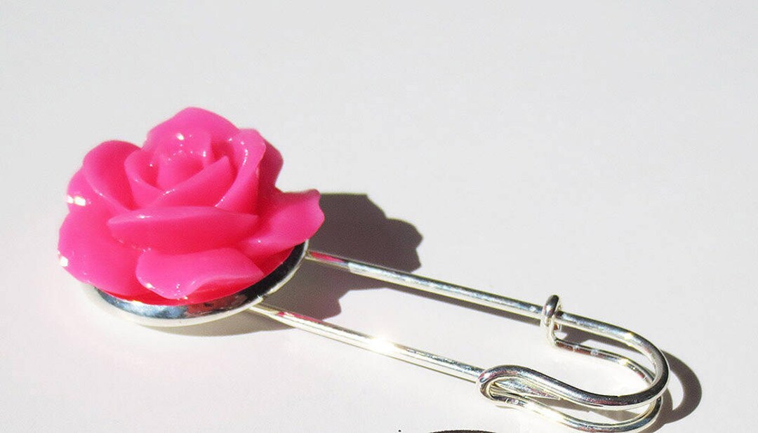Pink Convertable Pin Hot Pink Rose Scarf Pin, Handmade, Handmade Jewelry, Shawl Pin, Kilt ...