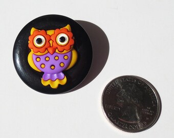 Broche de botão de coruja roxa, broche de animal, joias feitas à mão, joias da floresta, broche de coruja, broche de coruja, broche feito à mão, broche de joias