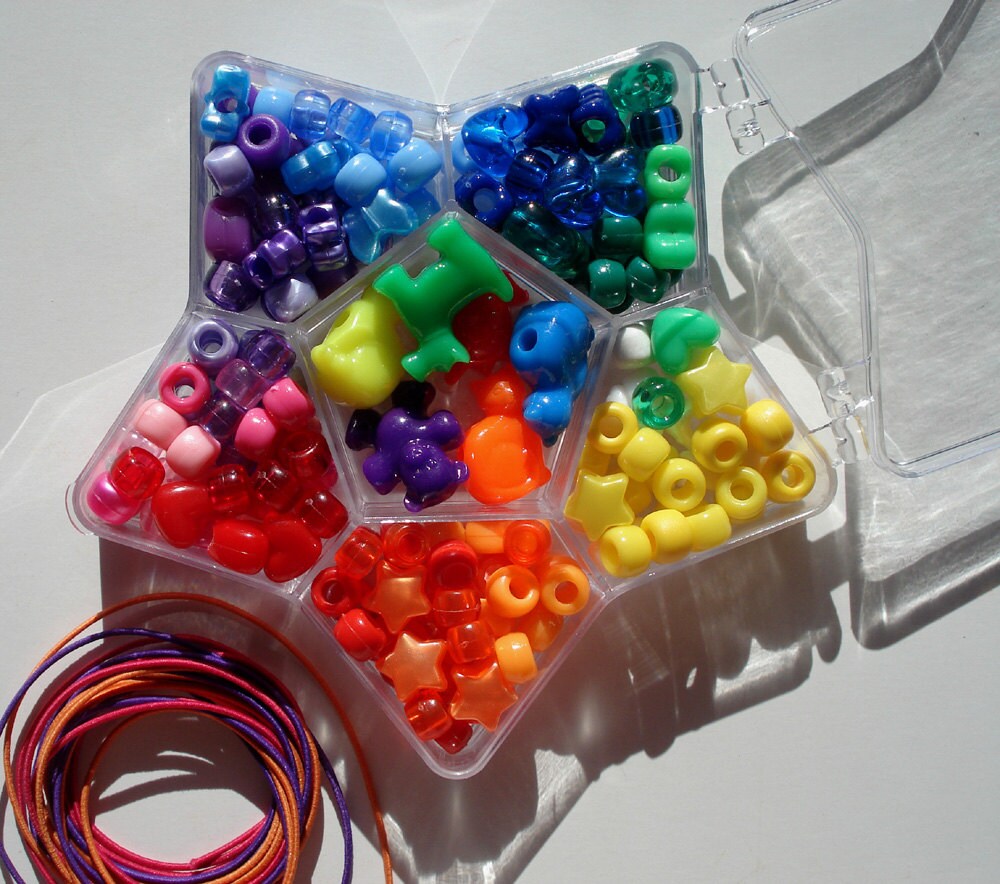 Bead Kit Rainbow Mix Colors Animal Acrylic Pony Beads Elastic Cord ...