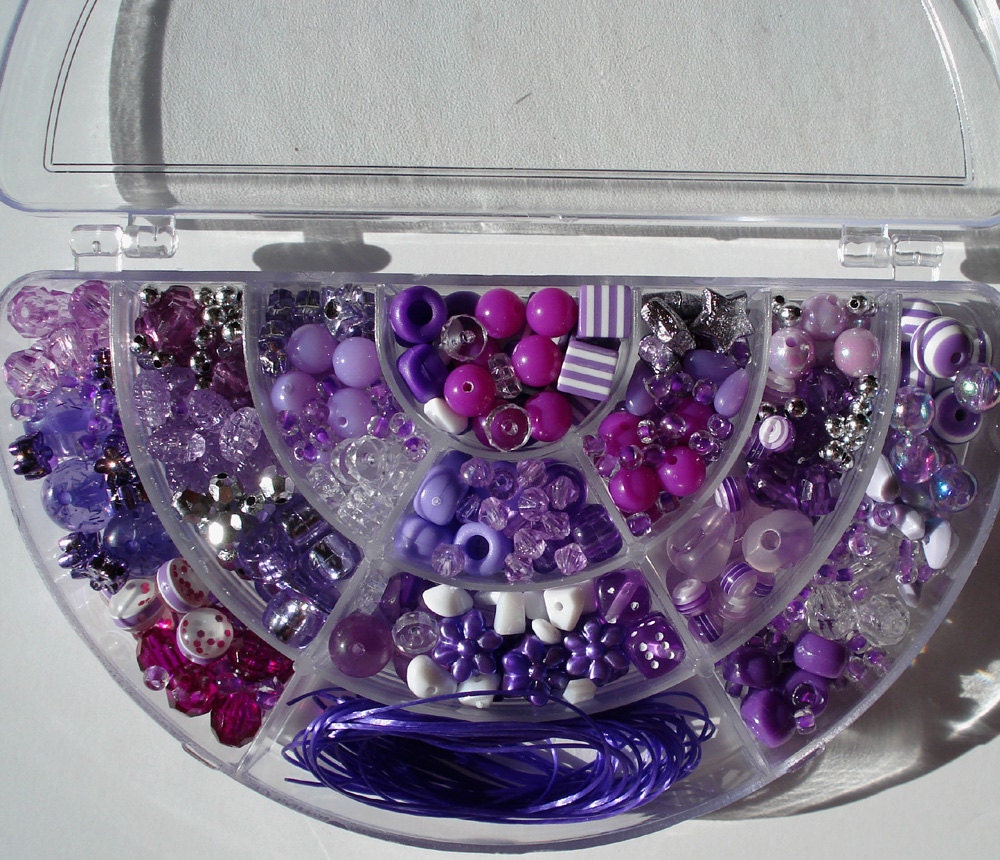 Bead Kit Purple Acrylic Beads Hinged Half Moon Shaped Plastic Etsy