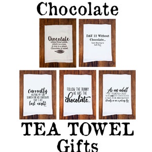 Funny Tea Towel | Chocolate is Salad | Police Cake | Day 12 Without Chocolate | Chocolate Lover Gift for Her Friend | funny kitchen towel