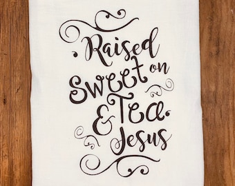 Sweet Tea and Jesus Dish Towel | Christian Kitchen Decor