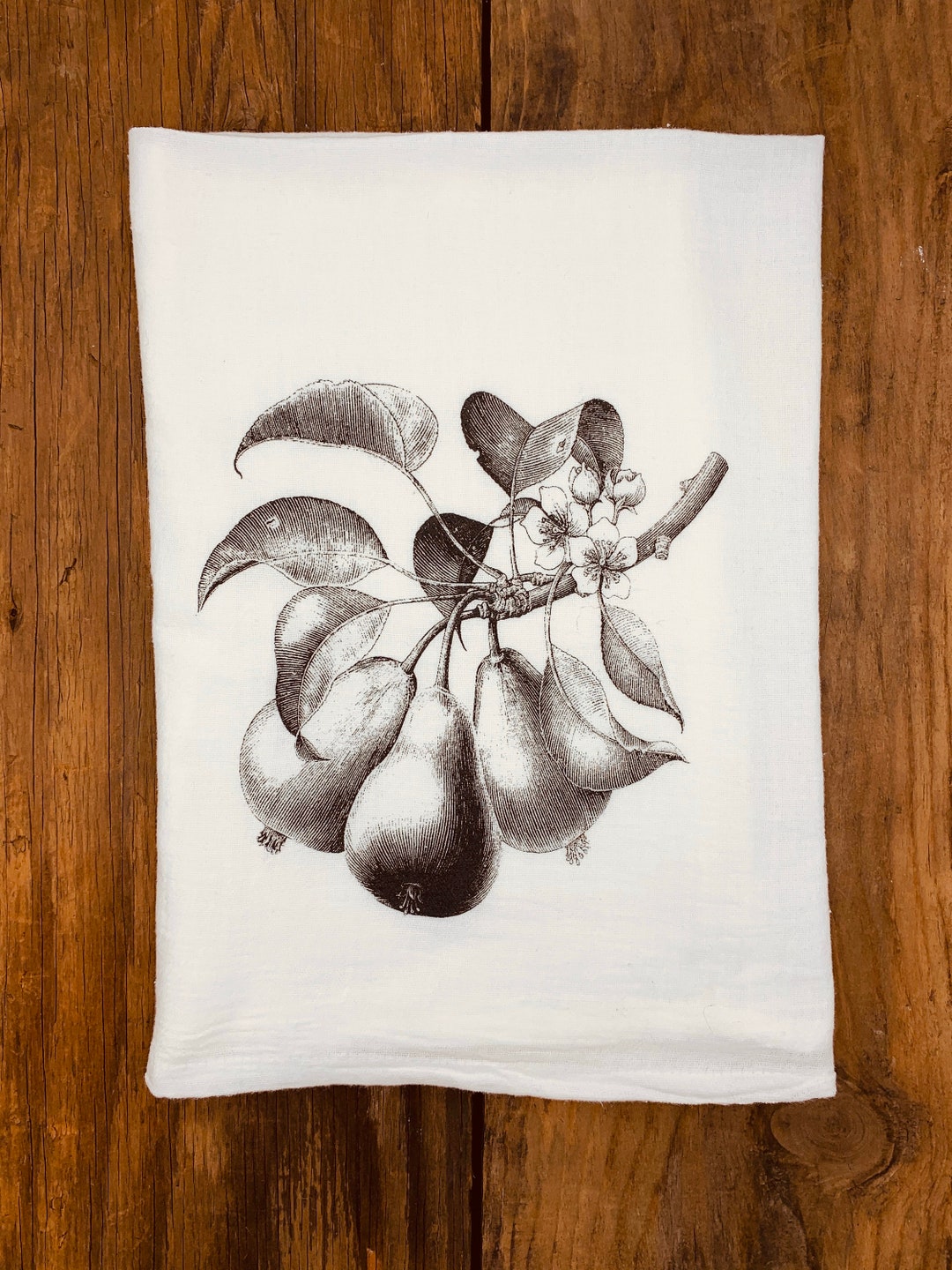 Pear Tea Towel, Botanical Pear Towel, Pear Dish Towel, Spring Gift