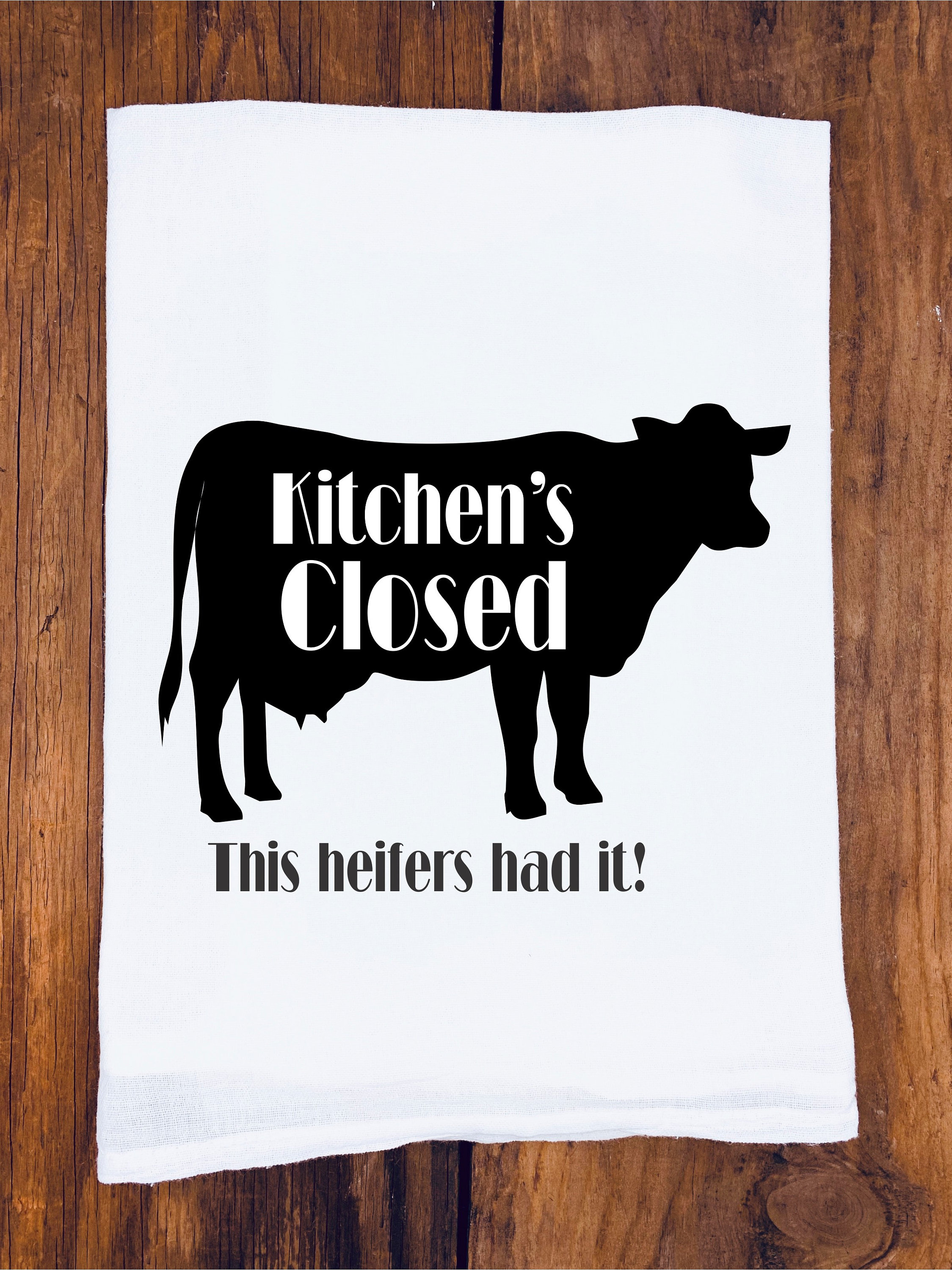 Seliem Funny Farm Cow Kitchen Dish Towel, Kitchen Closed The Heifers Had it  I'll Lick The Dishes You Dry Sign Tea Bar Hand Drying Cloth, Country