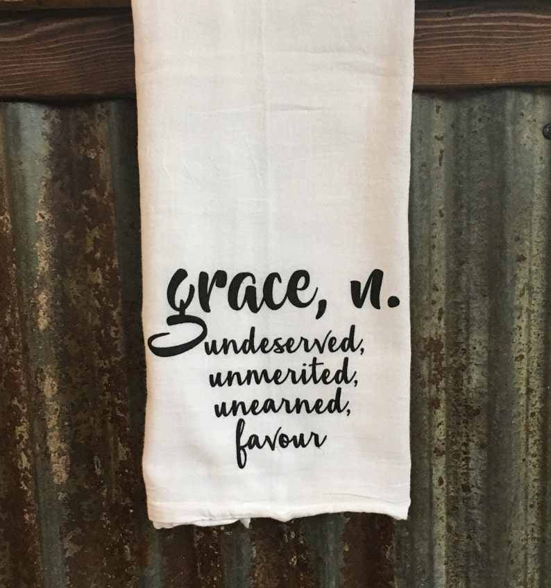 Christian Tea Towel Grace Definition Unmerited Favor Etsy