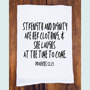 She Laughs | No Fear | No Anxiety | Mothers Day Gift | Faith Tea Towel | Christian Tea Towel | Scripture Tea Towel | Bible Verse Towel