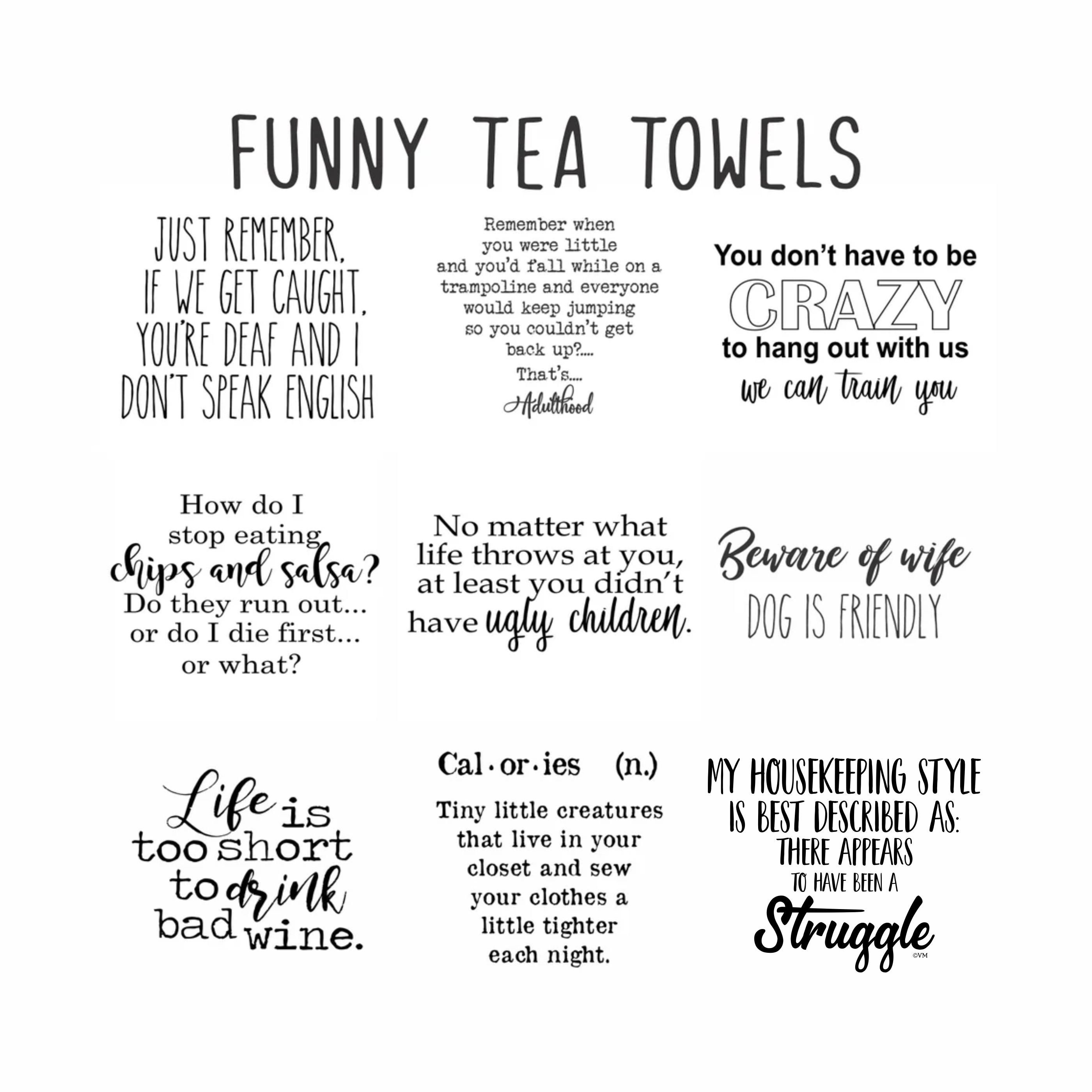 Kitchen Tea Towels With Funny Sayings for Tea Lovers 