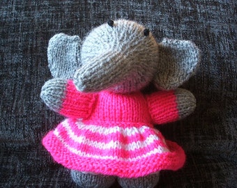 Knitted handmade toy stuffed Elephant girl