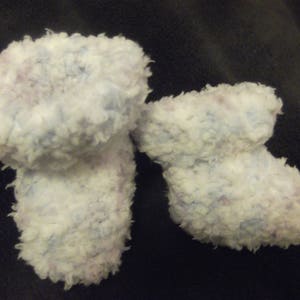 Hand knitted supersoft snowflake baby booties various colours available and sizes