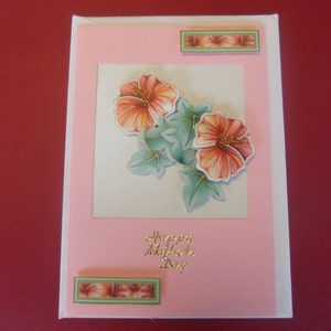 Tarjeta hecha a mano del Día de las Madres 3D Decoupage Flowers