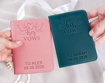 Meaningful Wedding Vow Books – Personalized Leather His & Her Vows, Keepsake for Couples