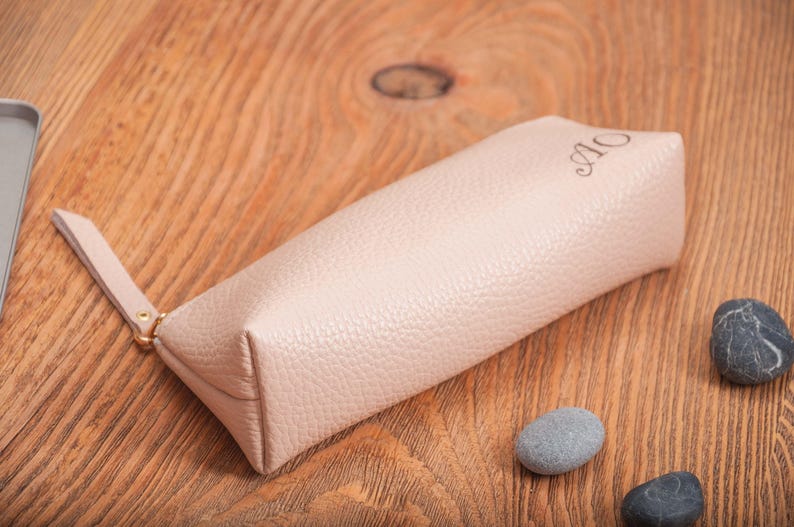 Leather pencil case pencil case leather pen case leather pouch pencil pouch pen case pencil holder personalized pen case cosmetic bag gift image 4