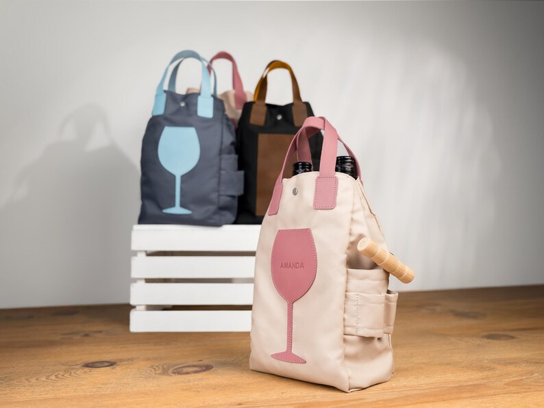 Personalized Leather Wine Carrier, Wine Lover Gift image 16
