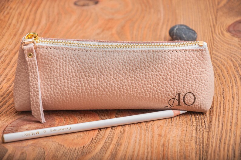 Leather pencil case pencil case leather pen case leather pouch pencil pouch pen case pencil holder personalized pen case cosmetic bag gift image 2