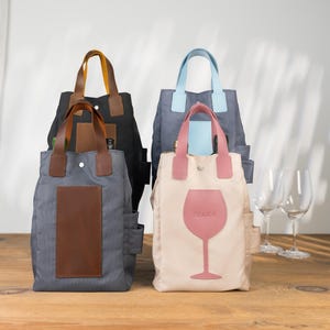 Personalized Leather Wine Carrier, Wine Lover Gift image 14