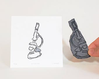 Microscope Lino Print