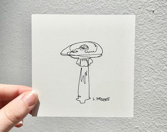Original Drawing - Mushroom - UFO - Third Eye