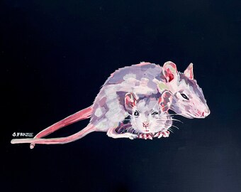 Rat Twins Original Painting