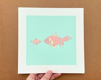 Goldfish Parent and Baby Art Print