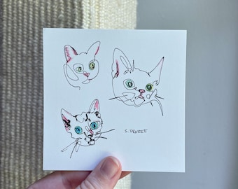 Original Drawing of Three Cats