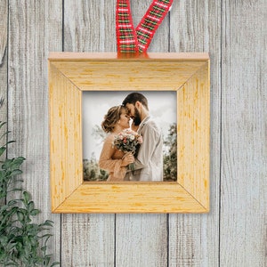 Custom Photo Ornament: Italian Wood Mini Frame, Personalized Tree Decor