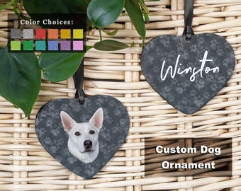 Custom Dog Heart Ornament, Dog Lover Gift, Personalized, Porcelain, Dog Face,  Pet Lover, Puppy Mom Gift, Valentine, Custom ornament