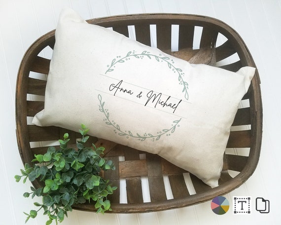 Custom Initial Family Name Pillow Custom Lumbar Pillow