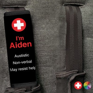 Medical Alert Seat Belt Cover, Seat Belt Pad, Personalized, Child Car Seat Belt Cover, Allergy Notice, Medical, Epilepsy, Autism, Deaf Alert