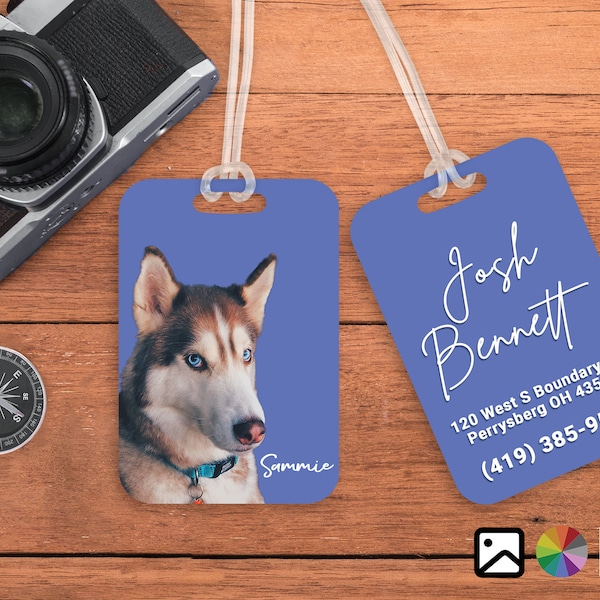 Custom Luggage Tag, Double Sided Bag Tag, Personalized Pet Bag Tag, Pet Travel, Paw Print, Dog Cat Carrier Tag, Backpack Tag, Pet Crate ID