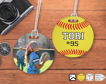 Personalized Softball Bag Tag: Custom Photo, Sports Bag ID