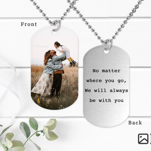 Custom Photo Dog Tag Necklace, Personalized Military Tag, Military Dog Tag, Jewelry, Dog Tag, Military ID, Anniversary, Mothers Day Gift