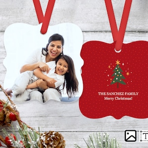 Photo Ornament, Metal Christmas Ornament, Custom, Personalized Photo Ornament, Christmas Gift, Christmas Tree, Holiday Gift, Square Shaped