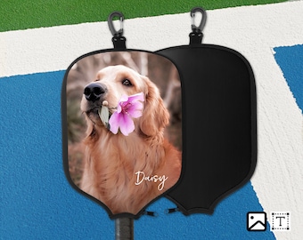 Custom Pet Photo Pickleball Paddle Cover: Dog, Cat, Horse
