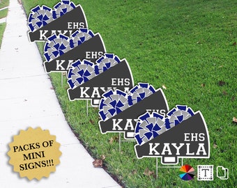 Cheerleading Yard Sign: Custom Mini Megaphone, School Colors