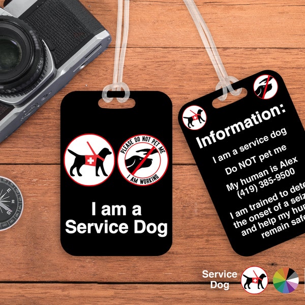 Service Dog Luggage Tag, Service Dog Alert, Dog tag, Service Dog, Custom Medical ID, Personalized Bag Tag, Medical Information,  Do NOT pet
