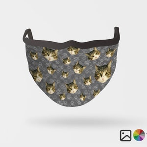 Custom Cat Face Mask / Custom Cat Mask / BLACK TRIM / Kitty / Personalized Cat / Personalized Cat Face Mask / Kitty mask / Cat / Pet mask