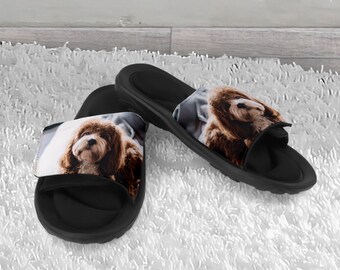 Sliders Puppy Proof Slippers Custom Pet Slides, Dog Face Slippers