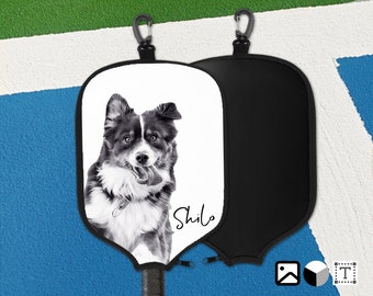 Custom Pet Portrait Pickleball Paddle Cover: Dog, Cat, Horse