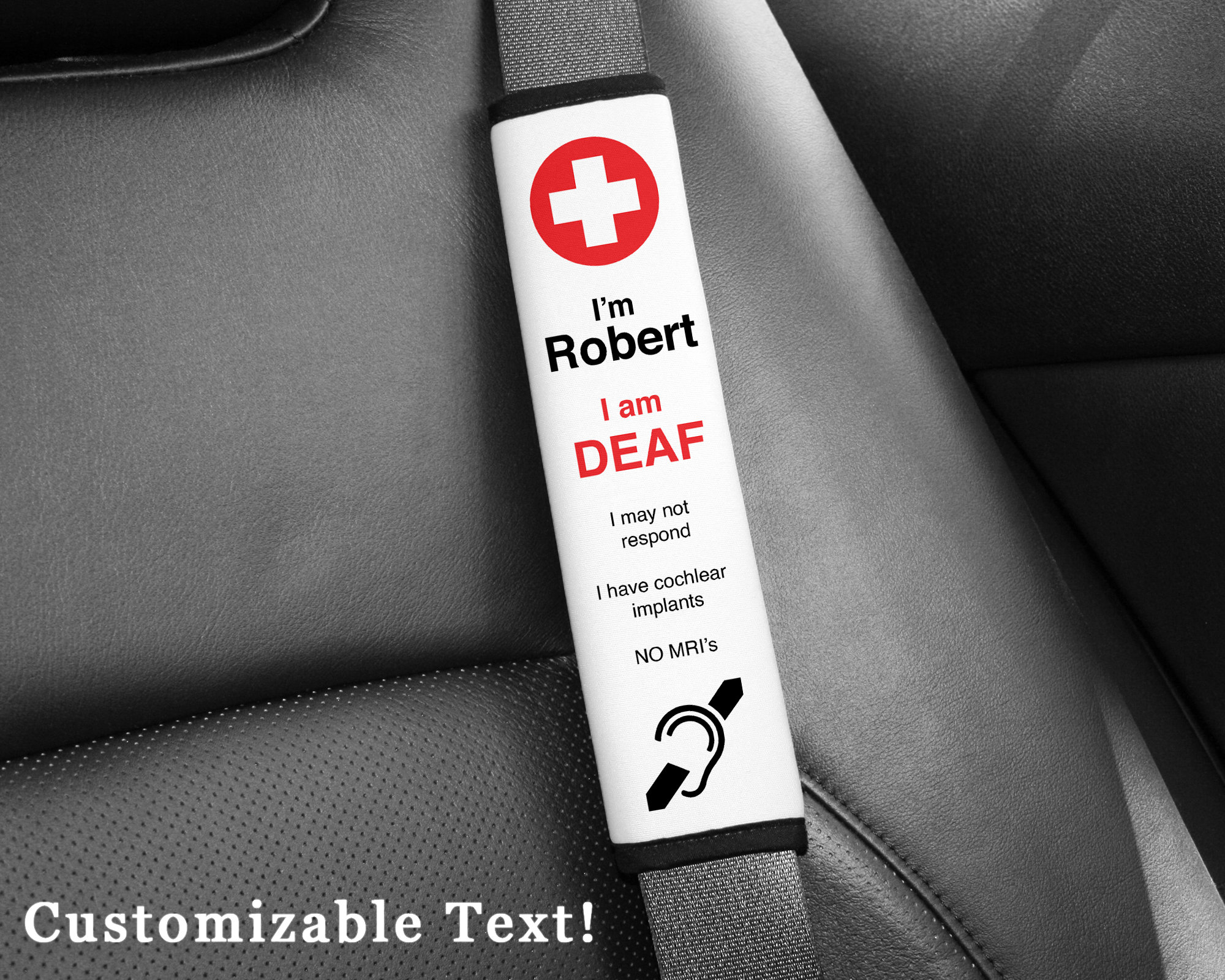 Medical Alert Seat Belt Cover Personalized Seat Belt Pad Etsy
