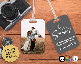 Photo Luggage Tag, Personalized Double Sided Bag Tag, Travel, Photo Bag Tag, Backpack Tag, Luggage ID, Briefcase ID Tag, ID, Bag tag