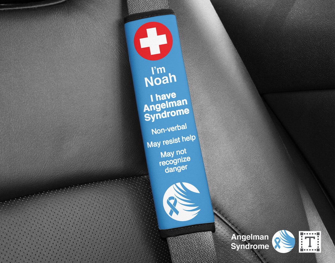 Medical Alert Seat Belt Cover, Personalized Angelman Syndrome Seat Belt Pad, Angelman Syndrome