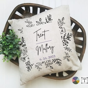 Custom Initial Family Name Pillow, Custom Pillow, Linen, Personalized Name Pillow, Wedding Pillow, Anniversary Pillow, Engagement Pillow