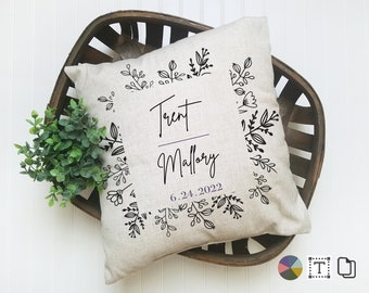 Custom Initial Family Name Pillow, Custom Pillow, Linen, Personalized Name Pillow, Wedding Pillow, Anniversary Pillow, Engagement Pillow