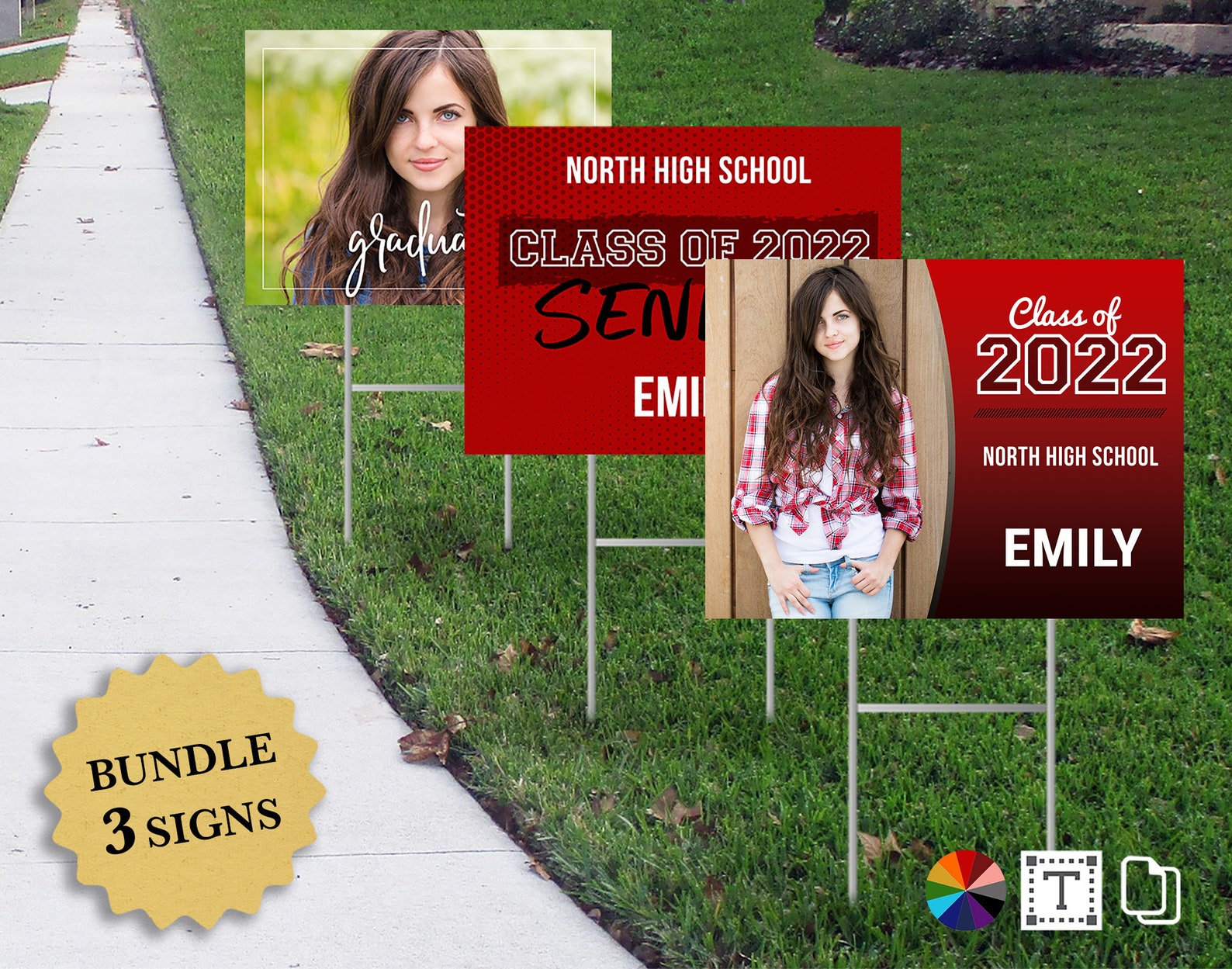 Graduation Yard Signs 2022 With Photo 3 Pack / Class of 2022 / Etsy