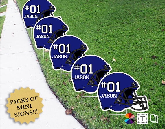 custom football helmet yard sign Garden Stake with Text Box (A28) Oil Rubbed Bronze (*not real Bronze or hand lettering Professional format designed for clear FOOTBALL HELMET WITH TRIDENT LAWN