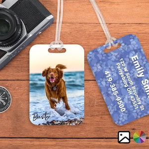 Luggage Tag, Custom Bag Tag, Paw Print Pattern, Personalized Pet Luggage Tag, Pet Travel, Dog Carrier, Backpack Tag, Pet Crate ID, Pet Lover
